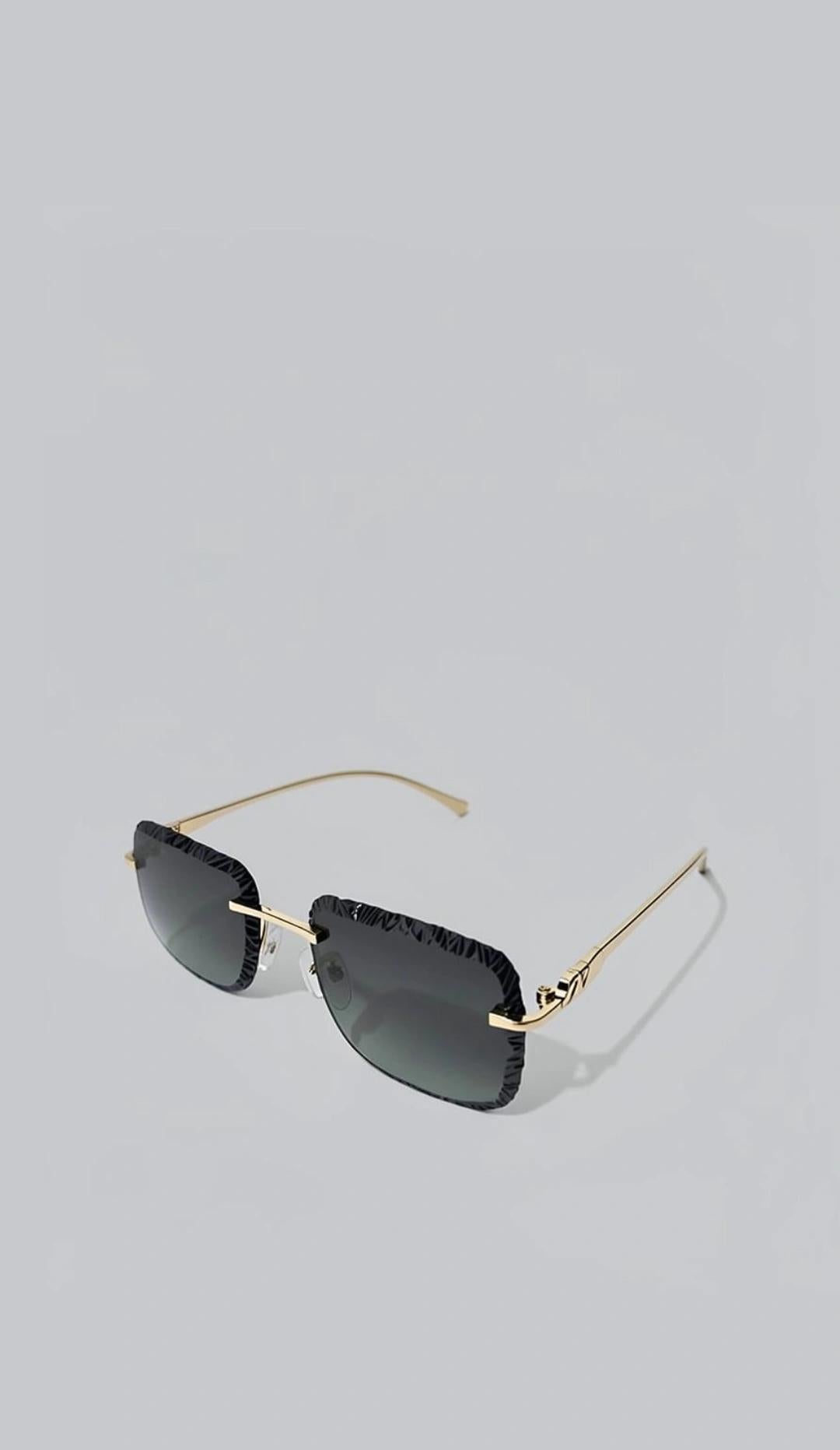 Rimless Square Gradient Women Sunglasses – Gold Temple