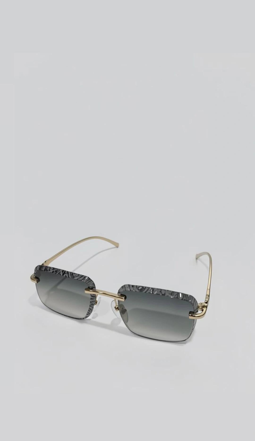 Rimless Square Gradient Women Sunglasses – Gold Temple