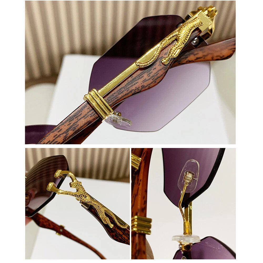 Gold Rimless Square Sunglasses